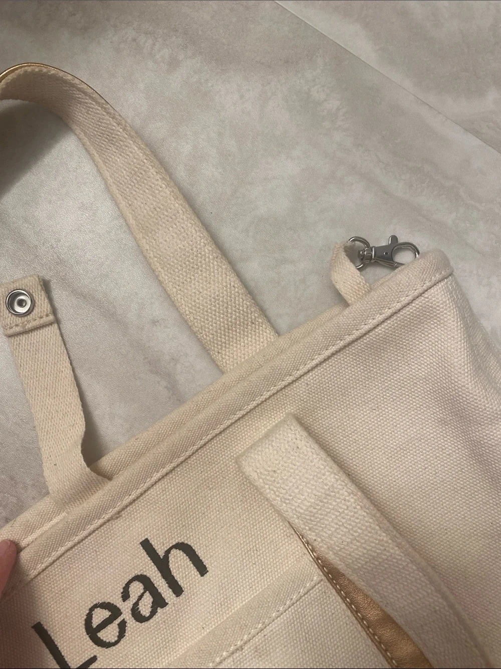 Personalized Canvas Tote with Rose Gold Trim - Leah